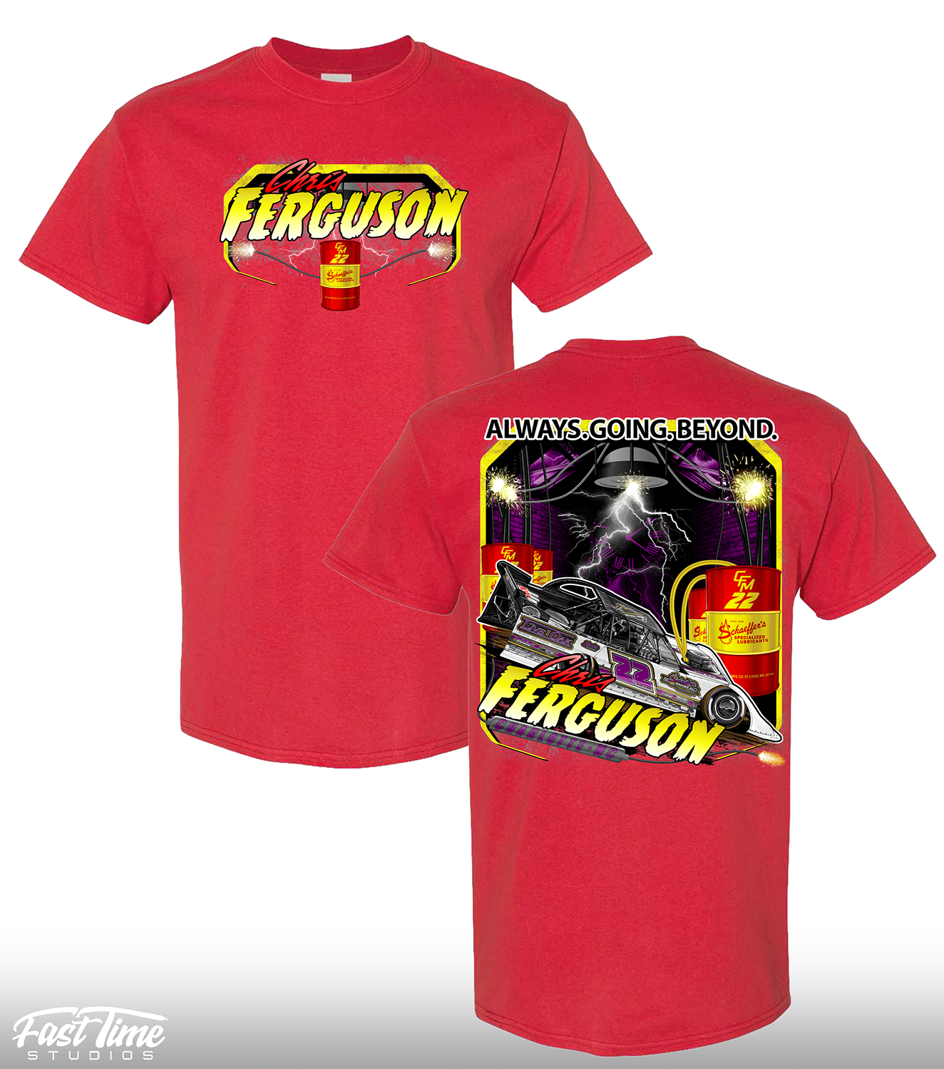 Red Chris Ferguson x Schaeffers Oil Collab Tee