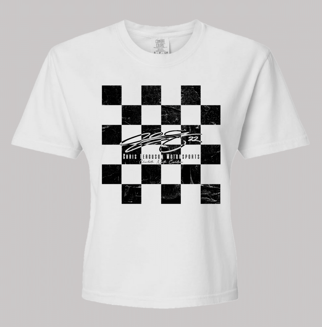 Chris Ferguson Checkered Signature White Cropped Tee