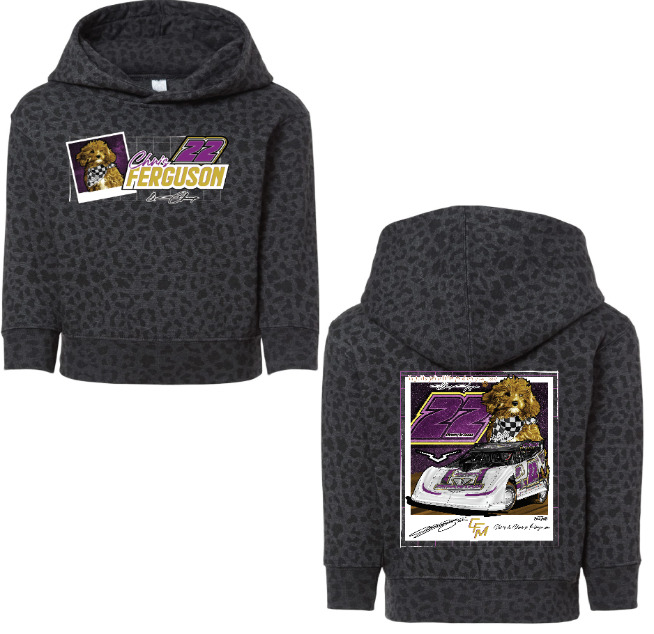 Black Leopard Champ Puppy Polaroid Kids Hoodie