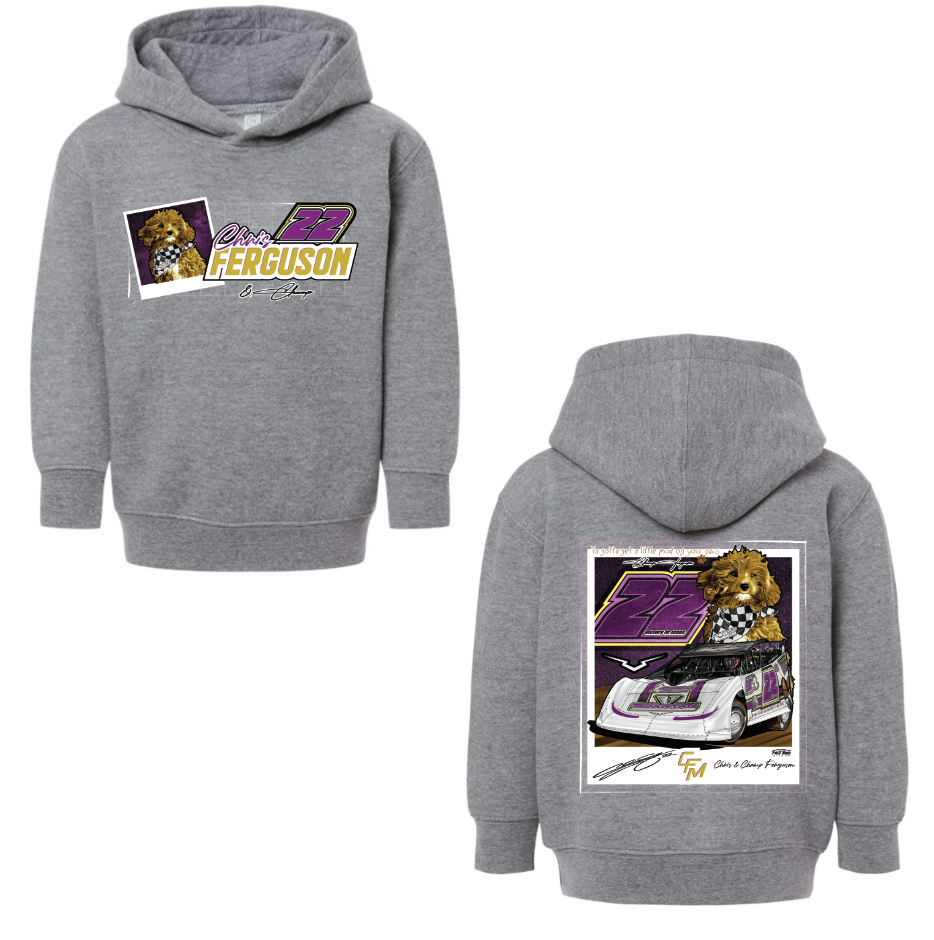 Grey Champ Puppy Polaroid Kids Hoodie