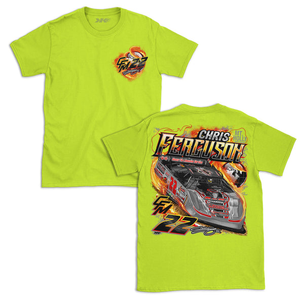 Blazin’ The World Chris Ferguson 22 Neon Tee