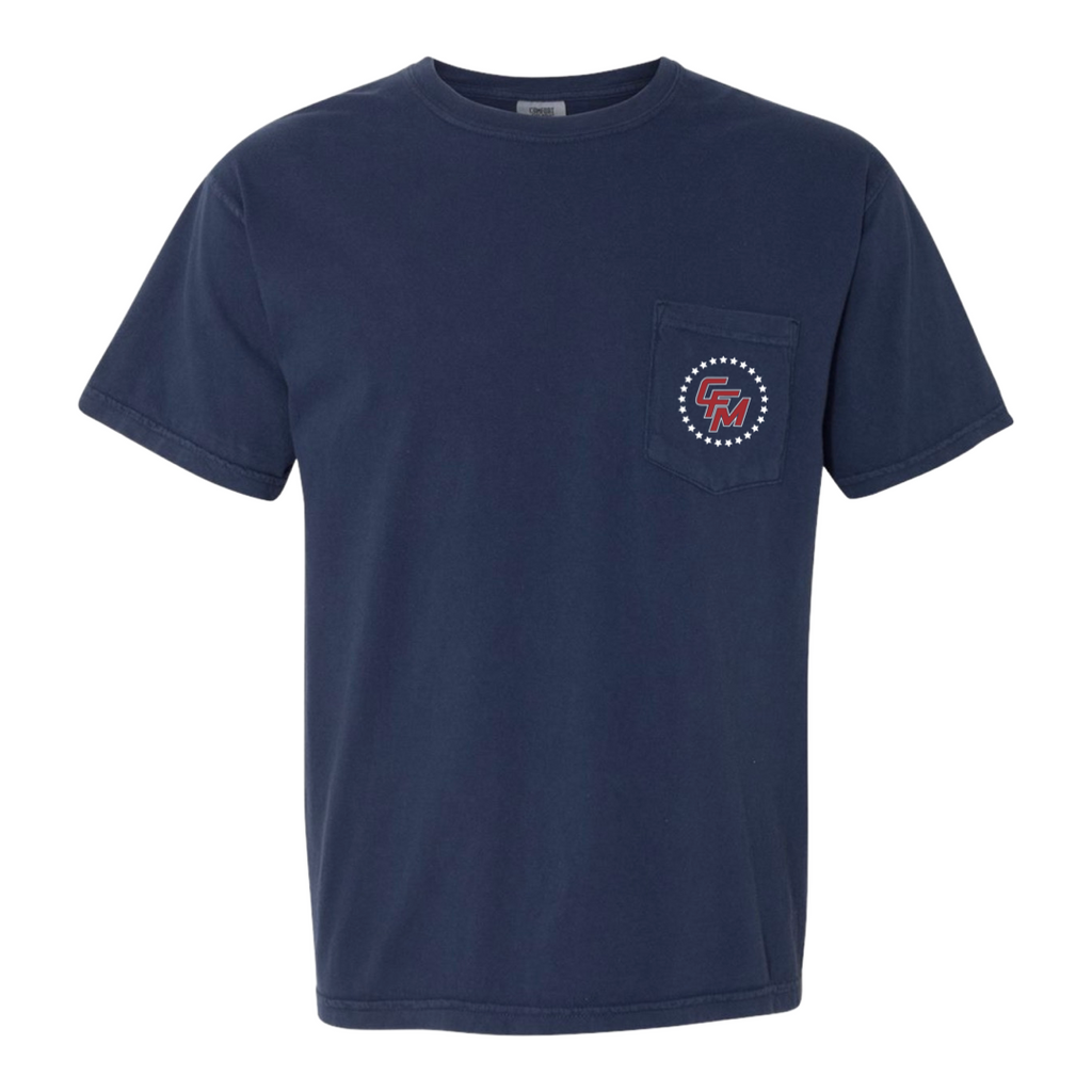 American Flag Comfort Colors Pocket Tee