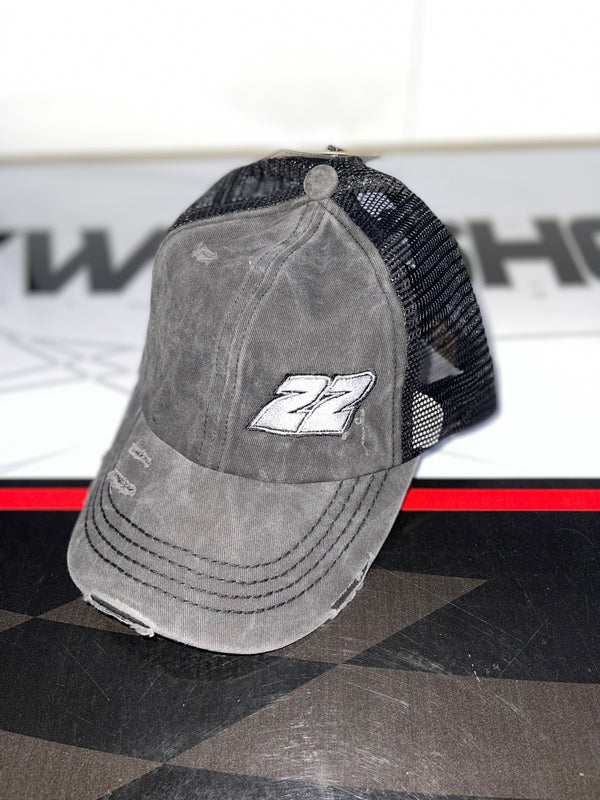 Ladies #22 Heather Grey Pony Tail Velcro Hat