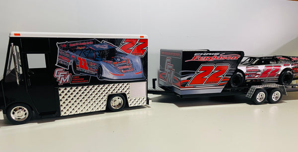 Black Out Edition Eldora Million/World 100 Chris Ferguson Collectible Truck / Trailer set to fit 1:24 scale car.