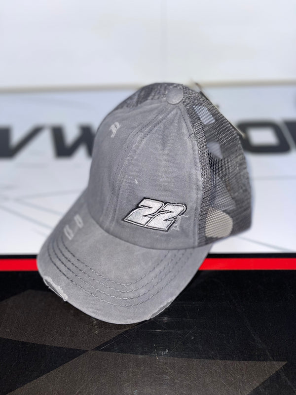 Ladies #22 Light Grey Pony Tail Velcro Hat
