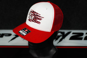 CFM Black and Red Flame Richardson 112 Hat - Red/White