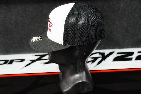 CFM Black and Red Flame Richardson 112 Hat - Black/White